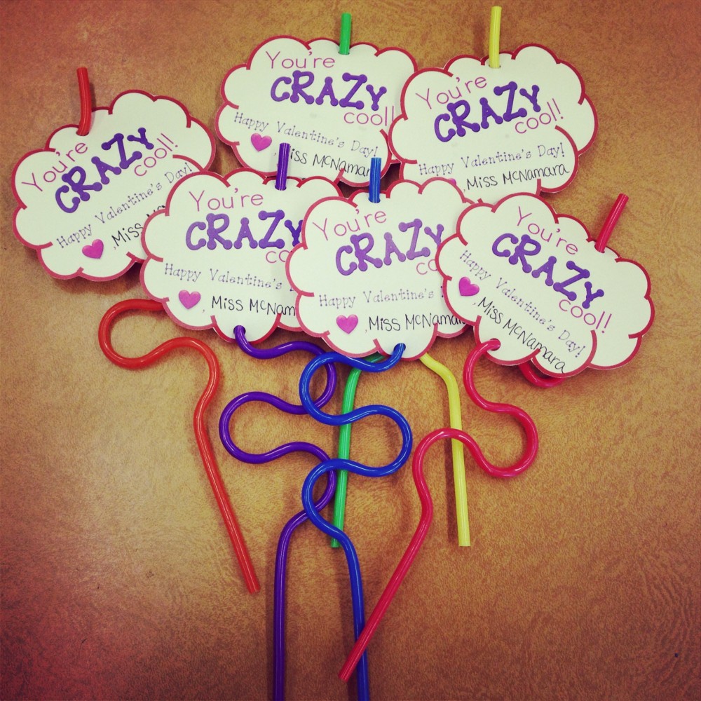 Valentine's Day Crazy Straw Label