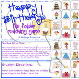 Happy Birthday File Folder Matching Games
