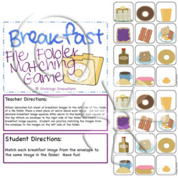 Breakfast Food File Folder Matching Games