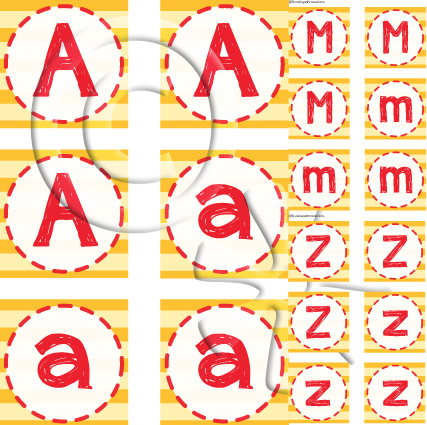 Alphabet Set - Striped Yellow and Red Set